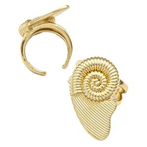 Copper Nautilus Ring Conch Shell Gold Plated, approx 17-28mm, 18mm dia [FN43696]