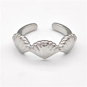 Copper Ring Scallop Shell Platinum Plated, approx 8mm, 18mm dia [FN43697]