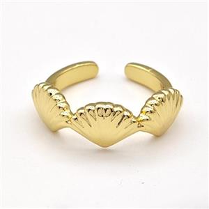Copper Ring Scallop Shell Gold Plated, approx 8mm, 18mm dia [FN43698]