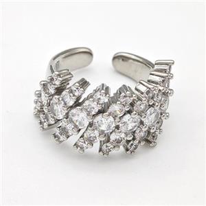 Copper Ring Micro Pave Zirconia Platinum Plated, approx 13-25mm, 18mm dia [FN43701]