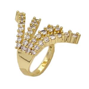 Copper Ring Micro Pave Zirconia Gold Plated, approx 18-30mm, 18mm dia [FN43704]