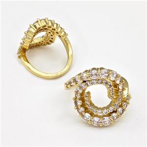 Copper Ring Micro Pave Zirconia Spiral Gold Plated, approx 18-25mm, 18mm dia [FN43706]