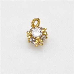 Copper Cube Pendant Pave Zirconia Gold Plated, approx 6mm [FN43731]
