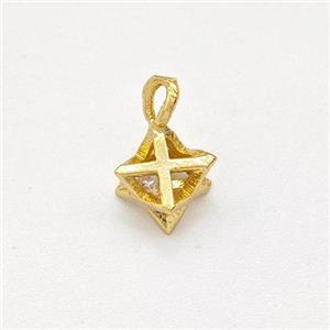Copper Star Pendant Pave Zirconia Gold Plated, approx 5-6mm [FN43733]