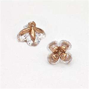 Copper Flower Pendant Pave Zirconia Rose Gold, approx 8-9mm [FN43735]