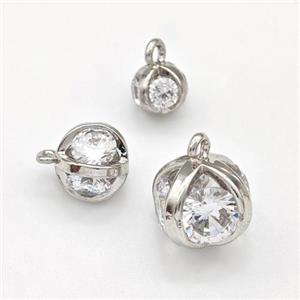 Copper Ball Pendant Pave Zirconia Platinum Plated, approx 11mm [FN43737-11MM]