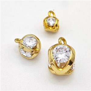 Copper Ball Pendant Pave Zirconia Gold Plated, approx 8mm [FN43738-8MM]