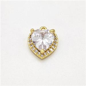 Copper Heart Pendant Micro Pave Zirconia Gold Plated, approx 9.5mm [FN43742]