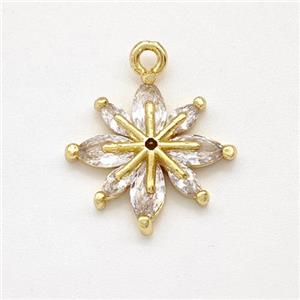 Copper Flower Pendant Pave Zirconia Gold Plated, approx 15mm [FN43750]