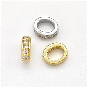 Copper Rondelle Beads Micro Pave Zirconia Large Hole Mixed, approx 5-6mm [FN43753]
