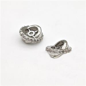 Copper Rondelle Beads Pave Zirconia Platinum Plated, approx 4-9mm [FN43754]