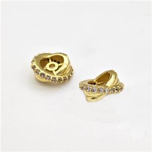 Copper Rondelle Beads Pave Zirconia Gold Plated, approx 4-9mm [FN43755]