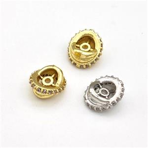 Copper Rondelle Beads Pave Zirconia Double Mixed, approx 4-9mm [FN43756]