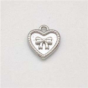 Copper Heart Pendant Bowknot Platinum Plated, approx 9mm [FN43765]
