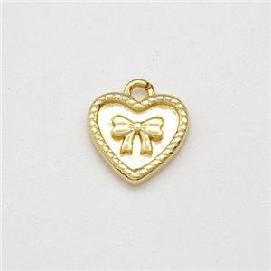Copper Heart Pendant Bowknot Gold Plated, approx 9mm [FN43766]