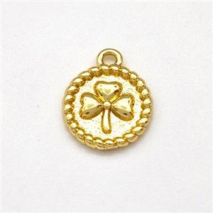 Copper Circle Pendant Clover Gold Plated, approx 10mm [FN43768]