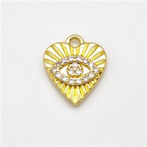 Copper Heart Pendant Evil Eye Pave Zirconia Gold Plated, approx 10mm [FN43770]
