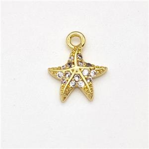 Copper Starfish Pendant Micro Pave Zirconia Gold Plated, approx 9mm [FN43772]