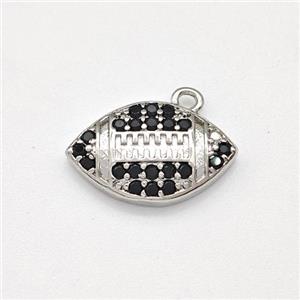 American Football Charms Copper Pendant Micro Pave Zirconia Sport Platinum Plated, approx 9-15mm [FN43777]