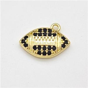 American Football Charms Copper Rugby Pendant Micro Pave Zirconia Sport Gold Plated, approx 9-15mm [FN43778]