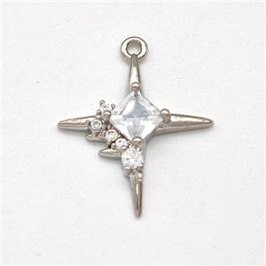 Copper NorthStar Pendant Pave Zirconia Platinum Plated, approx 15mm [FN43789]