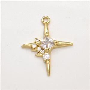 Copper NorthStar Pendant Pave Zirconia Gold Plated, approx 15mm [FN43790]