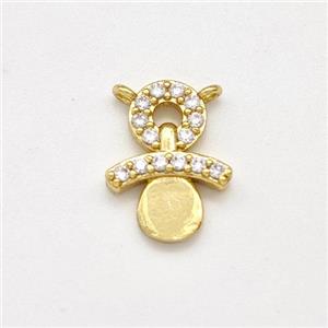 Copper Snowman Charms Pendant Pave Zirconia Gold Plated, approx 10-13mm [FN43792]
