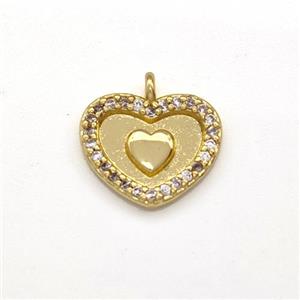 Copper Heart Pendant Micro Pave Zirconia Gold Plated, approx 12mm [FN43795]