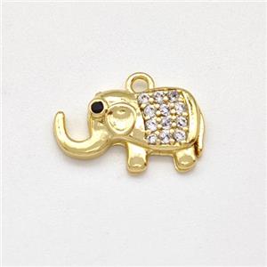 Copper Elephant Pendant Micro Pave Zirconia Gold Plated, approx 8-14mm [FN43796]