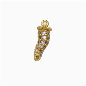 Copper Chili Pendant Micro Pave Zirconia Gold Plated, approx 3-11mm [FN43798]