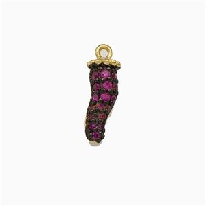 Copper Chili Pendant Micro Pave Zirconia Pepper Gold Plated, approx 3-11mm [FN43802]