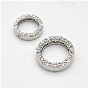 Copper Circle Beads Micro Pave Zirconia Platinum Plated, approx 15mm [FN43803-15MM]