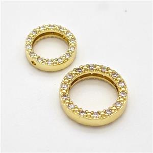 Copper Circle Beads Micro Pave Zirconia Gold Plated, approx 12mm [FN43804-12MM]