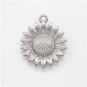 Copper Sunflower Pendant Platinium Plated, approx 15mm [FN43811]