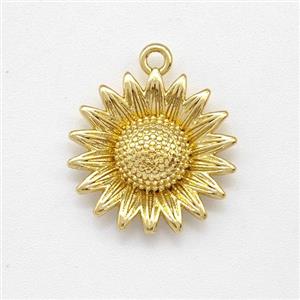 Copper Sunflower Pendant Gold Plated, approx 15mm [FN43812]