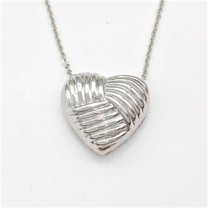 Copper Heart Necklace Platinum Plated, approx 21mm, 44cm length [FN43825]