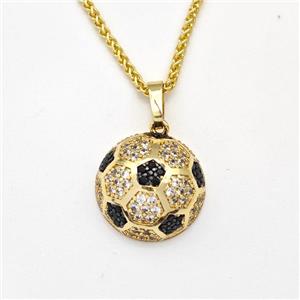 Copper Football Necklace Pave Zirconia Sport Gold Plated, approx 15mm, 1.5mm, 42-47cm length [FN43828]