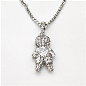 Copper Boy Kids Necklace Pave Zirconia Platinum Plated, approx 13-20mm, 1.5mm, 42-47cm length [FN43835]