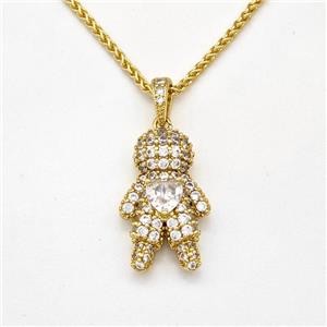 Copper Boy Kids Necklace Pave Zirconia Gold Plated, approx 13-20mm, 1.5mm, 42-47cm length [FN43836]