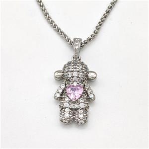 Copper Girl Kids Necklace Pave Zirconia Platinum Plated, approx 13-20mm, 1.5mm, 42-47cm length [FN43839]