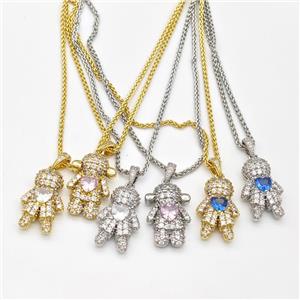 Copper Kids Necklace Pave Zirconia Mixed, approx 13-20mm, 1.5mm, 42-47cm length [FN43841]