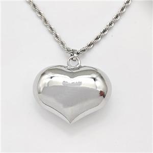 Copper Heart Necklace Platinum Plated, approx 23-30mm, 2.5mm, 42-47cm length [FN43843]