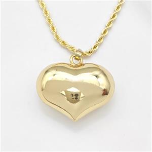 Copper Heart Necklace Gold Plated, approx 23-30mm, 2.5mm, 42-47cm length [FN43844]