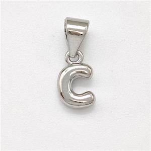 Copper Letter-C Pendant Platinum Plated, approx 6-7mm [FN43911]