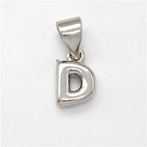 Copper Letter-D Pendant Platinum Plated, approx 6-7mm [FN43912]