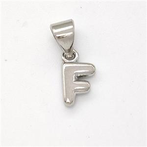 Copper Letter-F Pendant Platinum Plated, approx 6-7mm [FN43914]