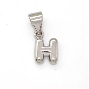 Copper Letter-H Pendant Platinum Plated, approx 6-7mm [FN43916]