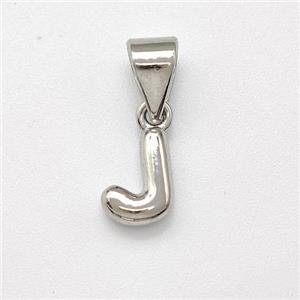 Copper Letter-J Pendant Platinum Plated, approx 6-7mm [FN43918]