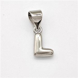 Copper Letter-L Pendant Platinum Plated, approx 6-7mm [FN43920]
