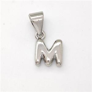 Copper Letter-M Pendant Platinum Plated, approx 6-7mm [FN43921]